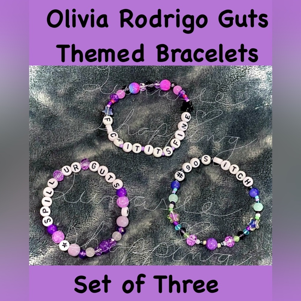 Handmade Olivia Rodrigo guts themed bracelets